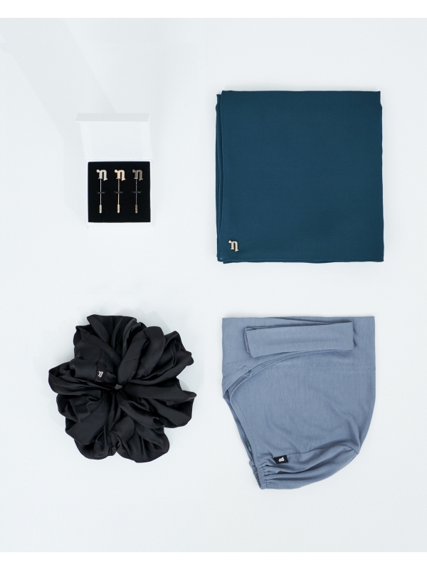 FIRST HIJAB KIT - MISORA CHIFFON SEMI-INSTANT - DARK PEACOAT BLUE