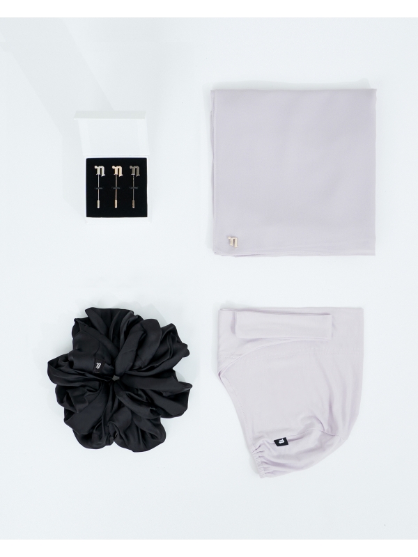 FIRST HIJAB KIT - MISORA CHIFFON SEMI-INSTANT - DUSTY PALE LILAC