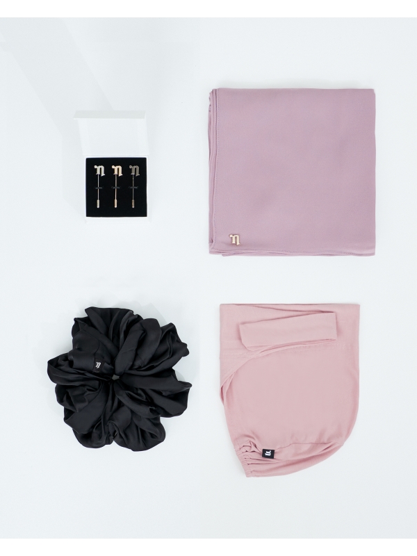 FIRST HIJAB KIT - MISORA CHIFFON SEMI-INSTANT - DUSTY ROSE MAUVE