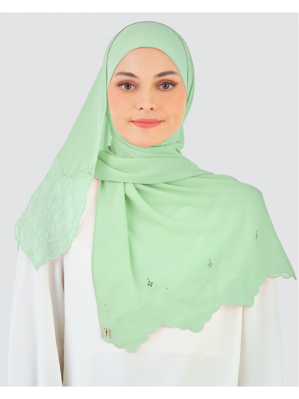 JELITA LACE CRYSTAL SHAWL - KALE