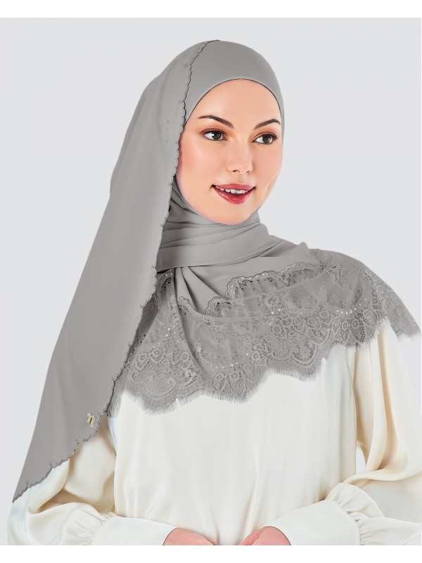 JULIA LACE EMBROIDERED SHAWL - PLATED SILVER