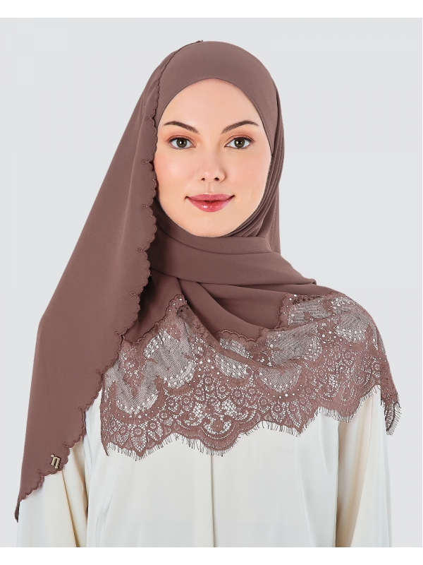 JULIA LACE EMBROIDERED SHAWL - ROSE TAUPE