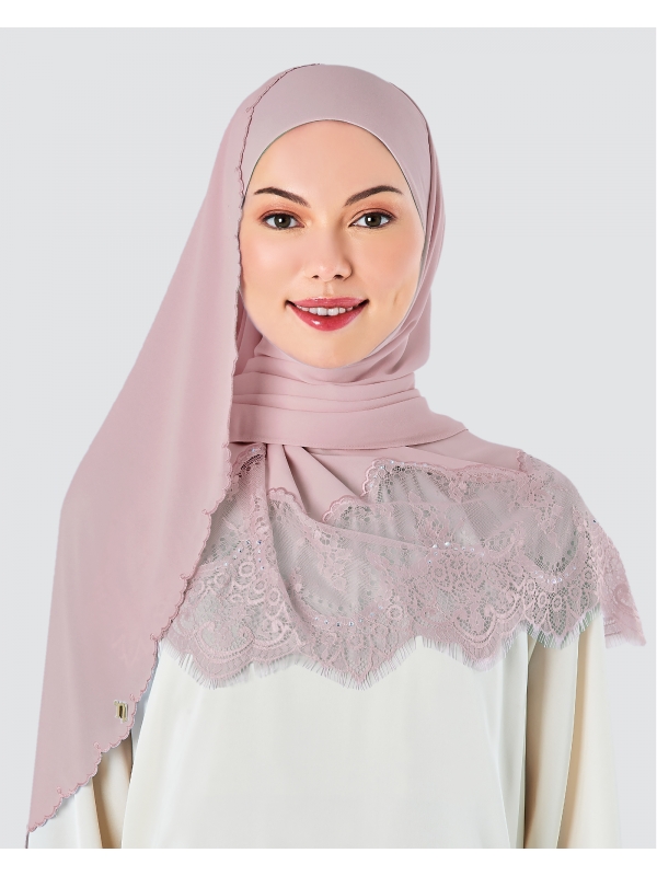 JULIA LACE EMBROIDERED SHAWL - ROSE BLUSH