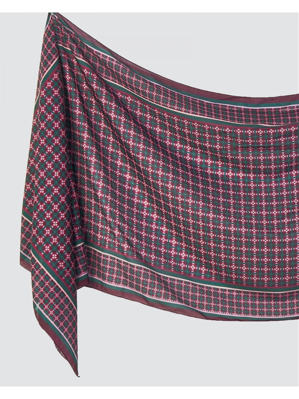 KALEIDOSCOPE COTTON VOILE SHAWL - BALSAMIC