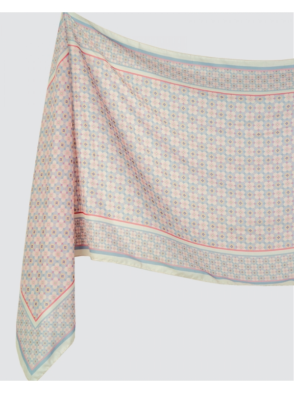 KALEIDOSCOPE COTTON VOILE SHAWL - MERINGUE