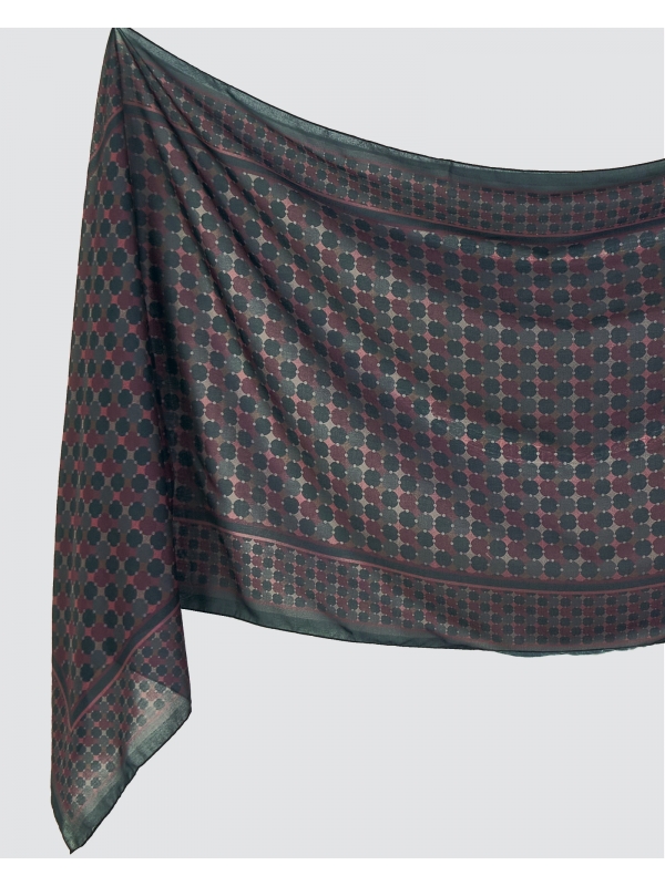 KALEIDOSCOPE COTTON VOILE SHAWL - RAVEN