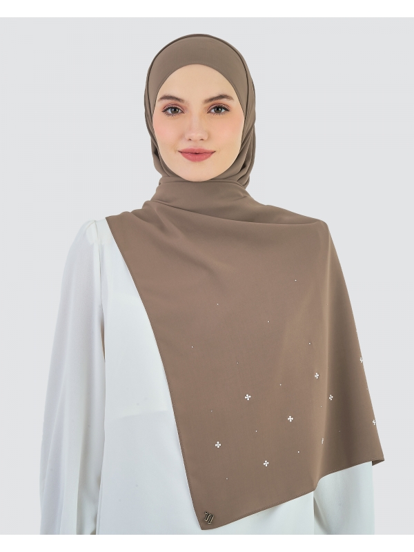 LADY MAYA MATTE SATIN SHAWL - COCOA