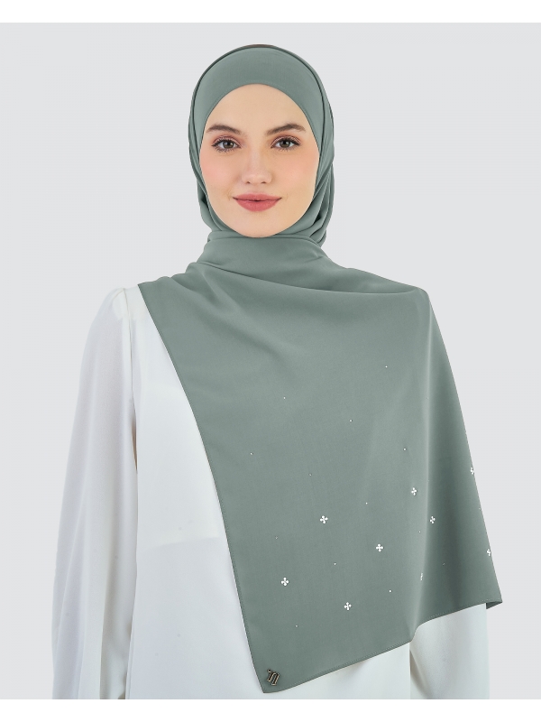 LADY MAYA MATTE SATIN SHAWL - DARK GREY