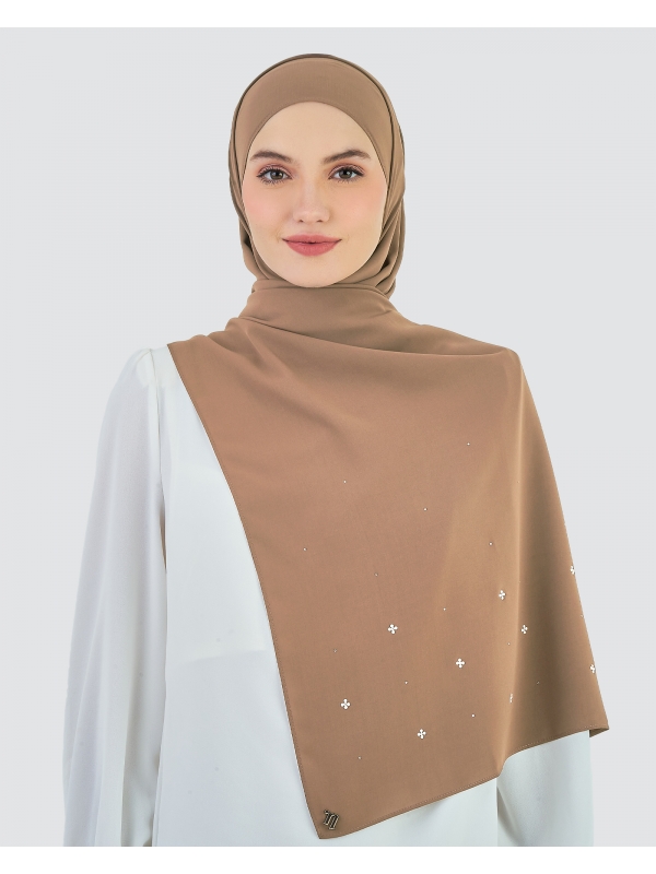 LADY MAYA MATTE SATIN SHAWL - PECAN