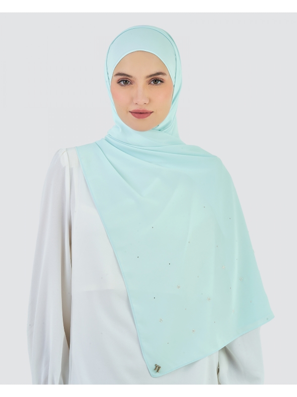 LADY MAYA MATTE SATIN SHAWL - SKY BLUE