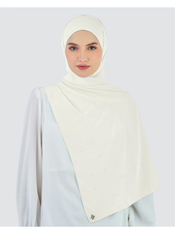 LADY MAYA MATTE SATIN SHAWL - WHITE