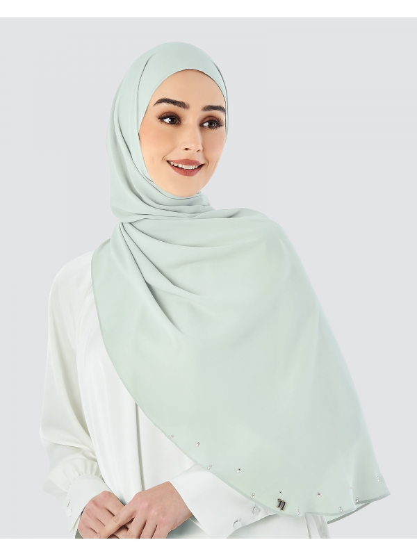 LADY WARDA CRYSTAL CHIFFON SHAWL - ICE GREY