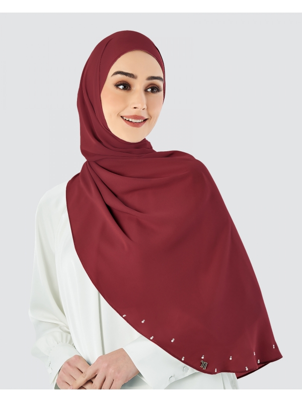 LADY WARDA CRYSTAL CHIFFON SHAWL - RUBY RED