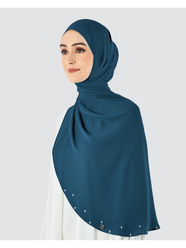 LADY WARDA CRYSTAL CHIFFON SHAWL - TWILIGHT BLUE