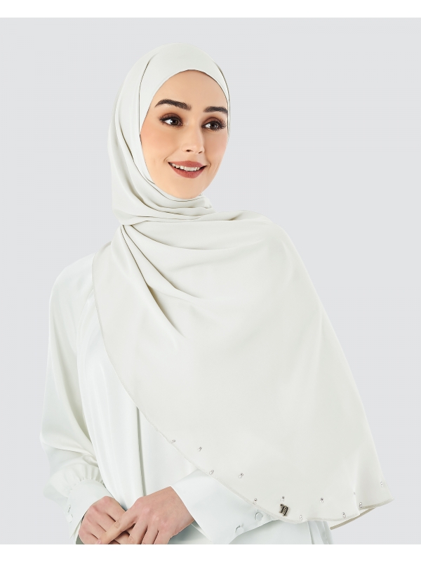 LADY WARDA CRYSTAL CHIFFON SHAWL - WHITE