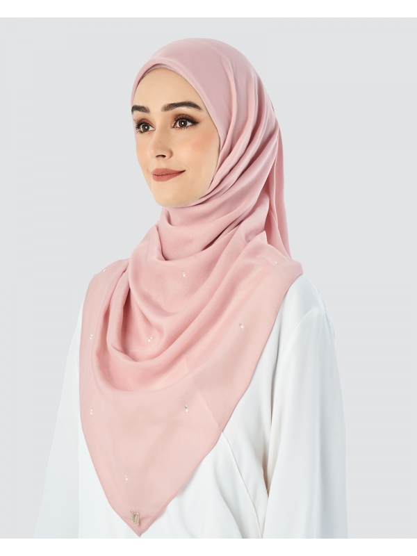 LADY WARDA CRYSTAL COTTON VOILE SQUARE - CORAL