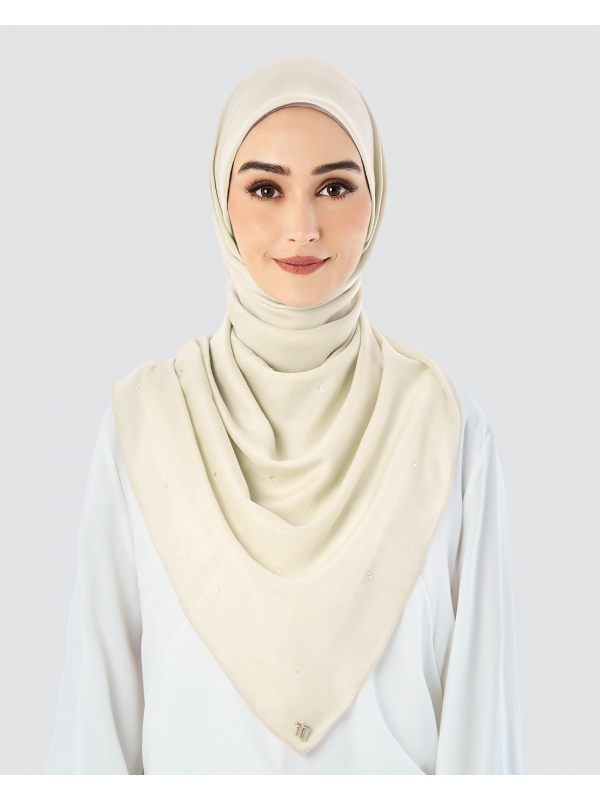 LADY WARDA CRYSTAL COTTON VOILE SQUARE - CREAM