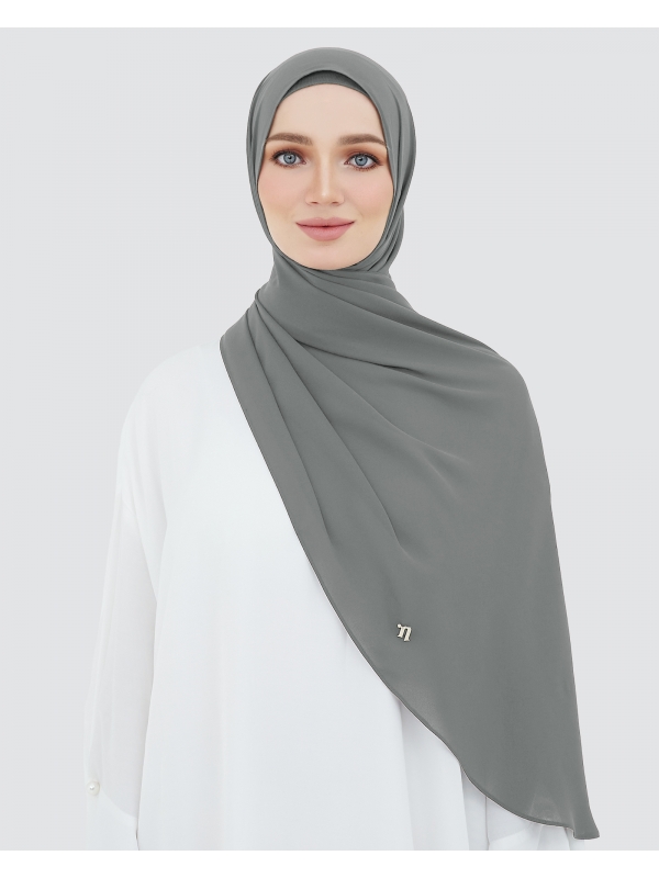 LONG CHIFFON SHAWL - DUSTY GREY PLUM