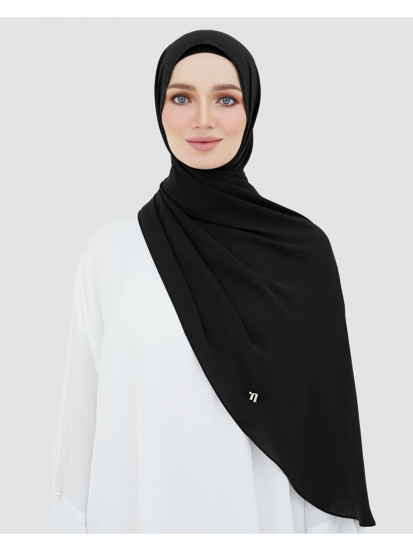 LONG CHIFFON SHAWL - BLACK