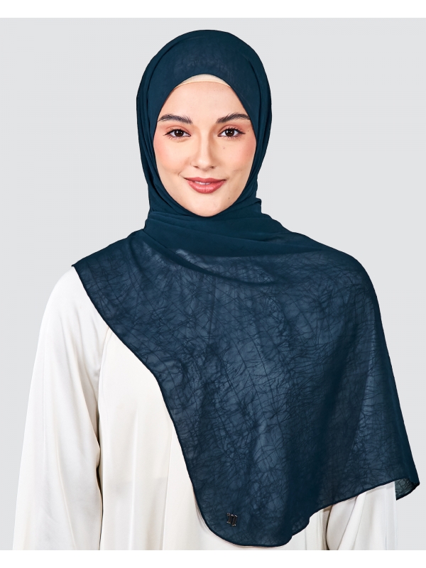 LEAH CHIFFON SHAWL - NAVY BLUE