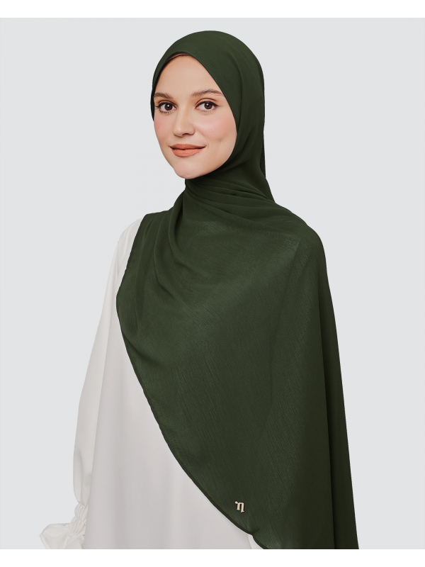LINIA LINE CHIFFON SHAWL - DARKEST SEAWEED GREEN