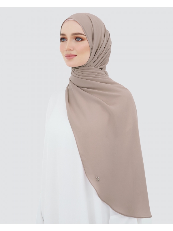 LONG CHIFFON SHAWL - HAZEL BROWN