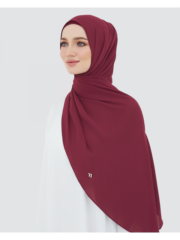 LONG CHIFFON SHAWL - RUBY RED