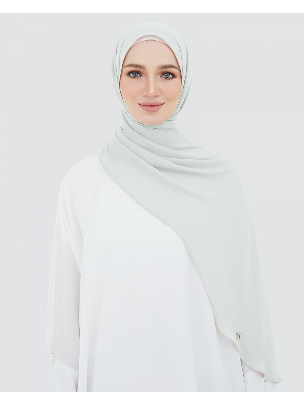 LONG CHIFFON SHAWL - SMOKEY BLUE