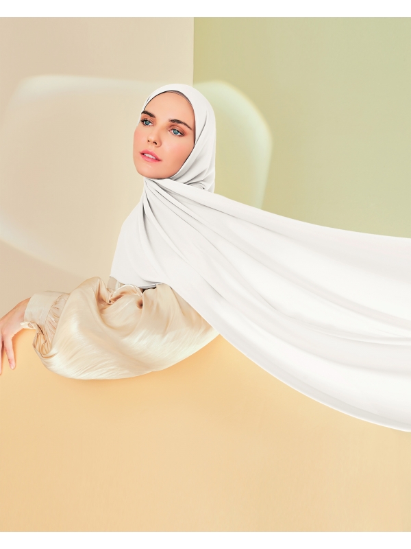 LONG CHIFFON SHAWL - WHITE
