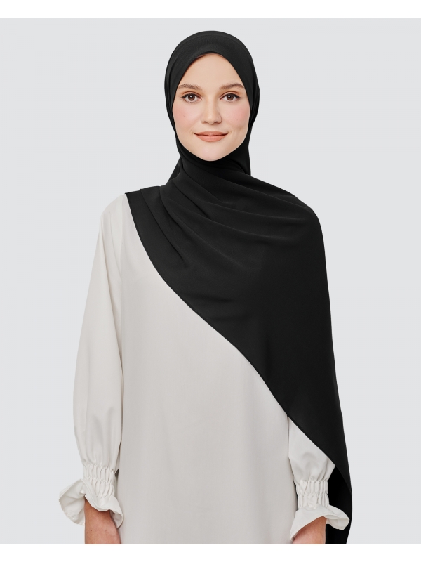 MAYA MATTE SATIN SHAWL - BLACK