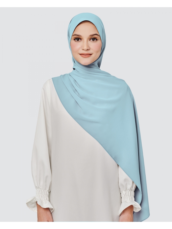 MAYA MATTE SATIN SHAWL - DUSTY BLUE