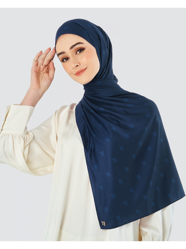MODA MATTE SATIN SHAWL - NAVY