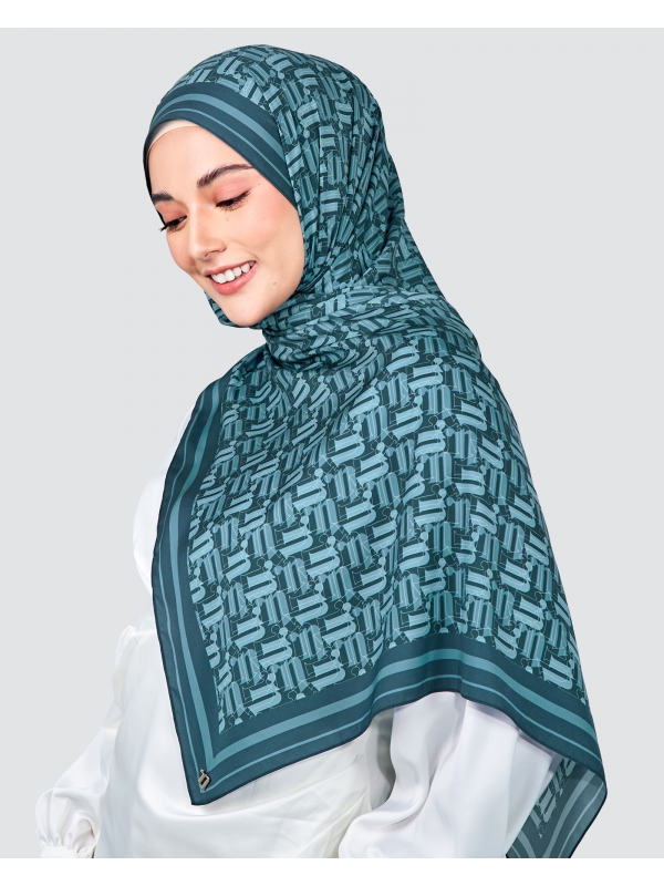 MONOGRAM SHAWL - DENIM