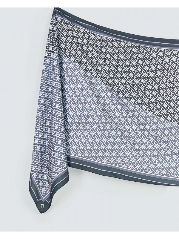 NOVA MONOGRAM SHAWL - CHARCOAL