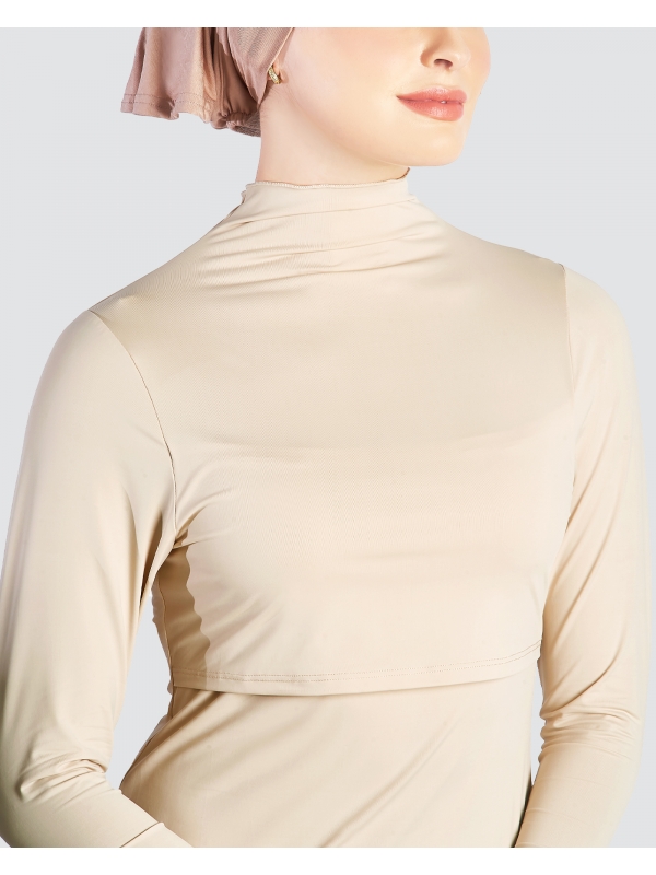 NWEAR LONG SLEEVE DRESS - NUDE