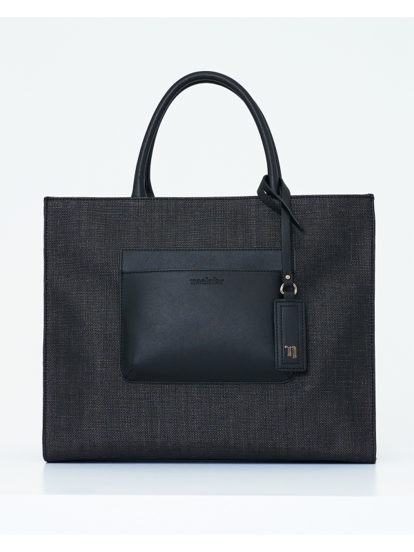 RAFFIA TOTE BAG - BLACK
