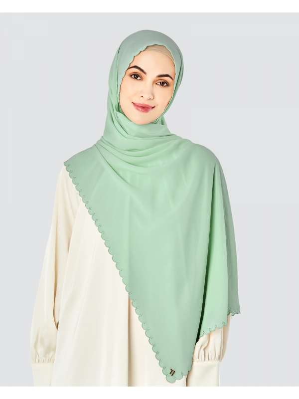 SALOMA EMBROIDERED TEXTURED SHAWL - FOAM GREEN