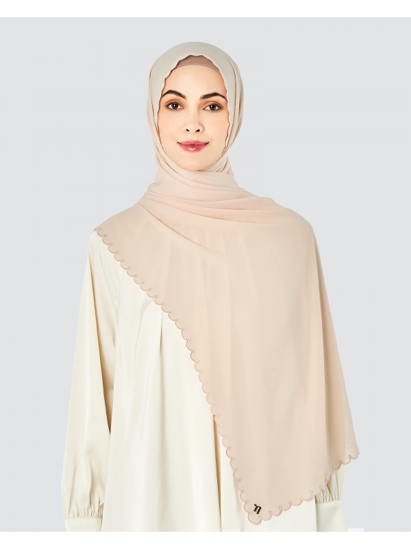 SALOMA EMBROIDERED TEXTURED SHAWL - NUDE