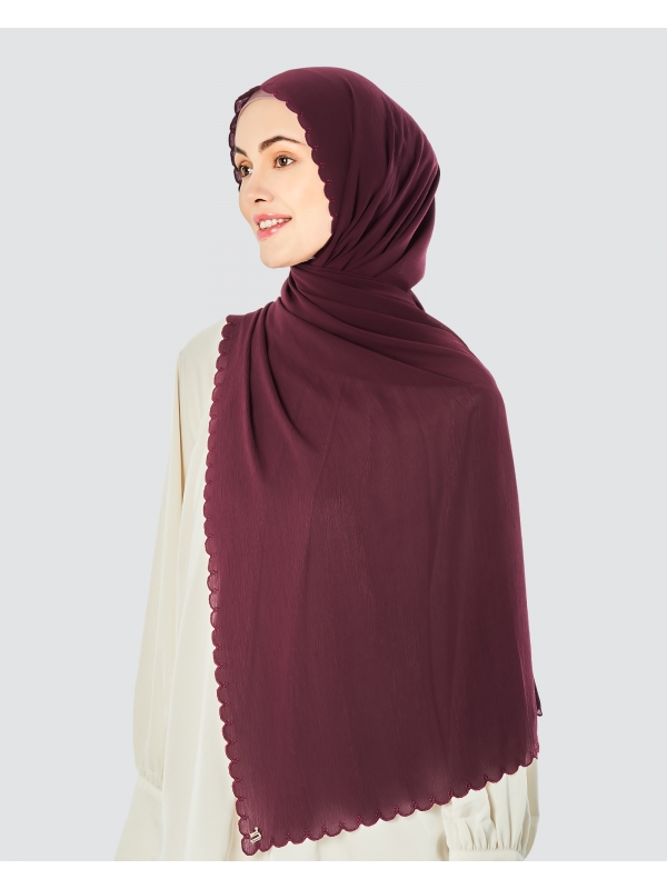 SALOMA EMBROIDERED TEXTURED SHAWL - RUBY RED
