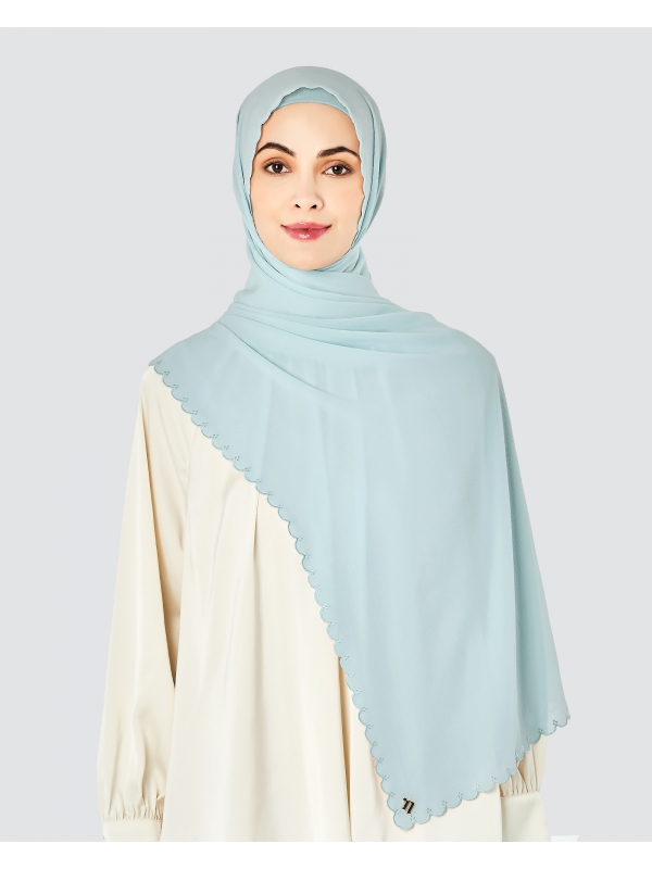 SALOMA EMBROIDERED TEXTURED SHAWL - SKY