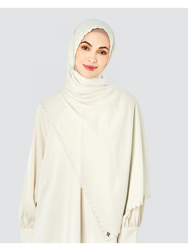 SALOMA EMBROIDERED TEXTURED SHAWL - WHITE