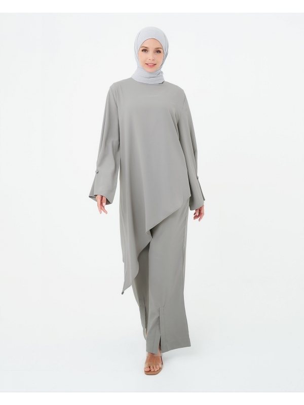 ASYMMETRICAL TOP CO-ORD SET - COLD GREY