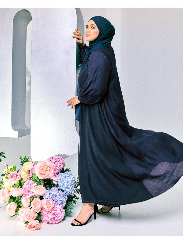 INARA EMBELLISHED ABAYA - NAVY BLUE