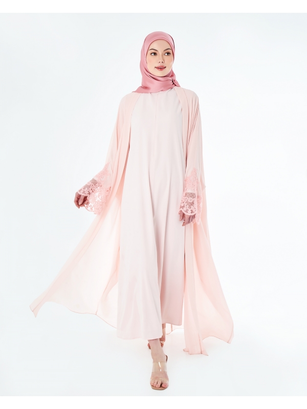 JAMEELA TWO PIECE LACE ABAYA - SAKURA