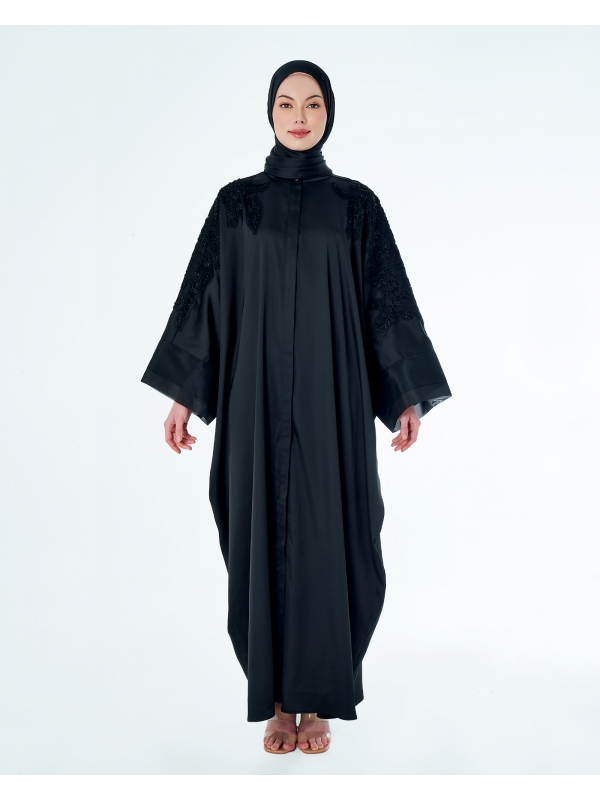 SARIMAH SATIN ORGANZA ABAYA - BLACK BEAUTY