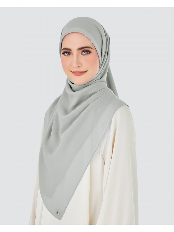 YASMINE WOOL CHIFFON SQUARE MAXI - LIGHT GREY