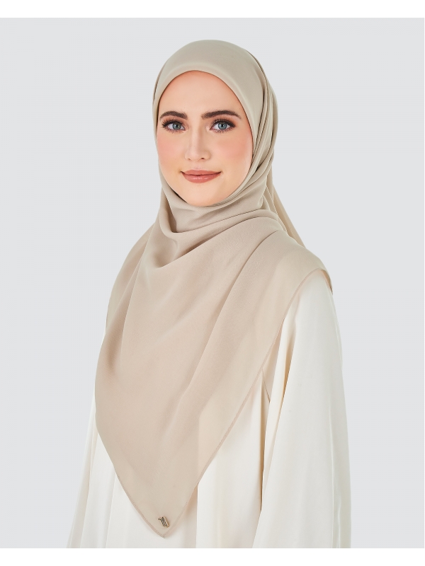 YASMINE WOOL CHIFFON SQUARE MAXI - SOFT TAN