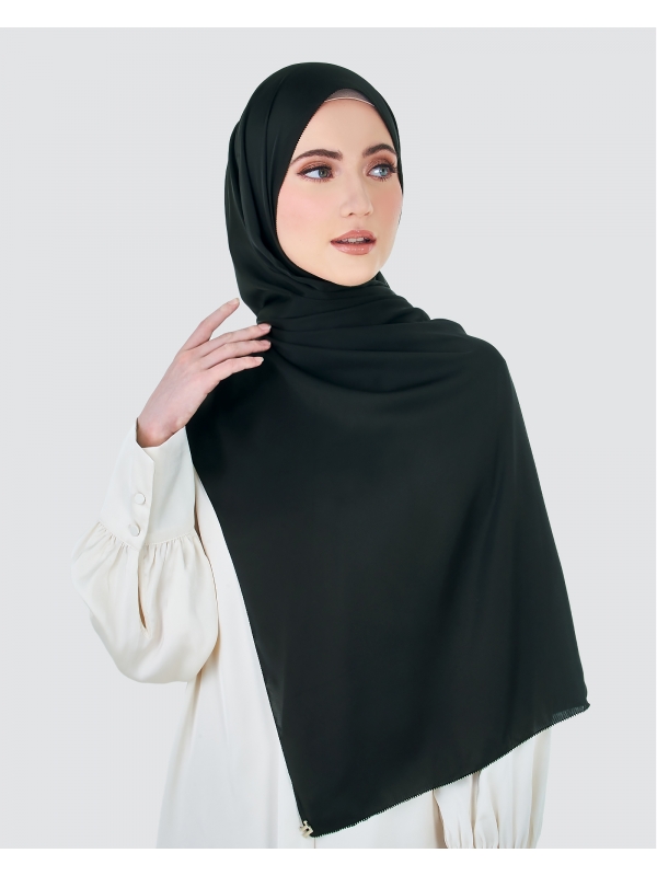 EILA SATIN SHAWL - BLACK [OLD]