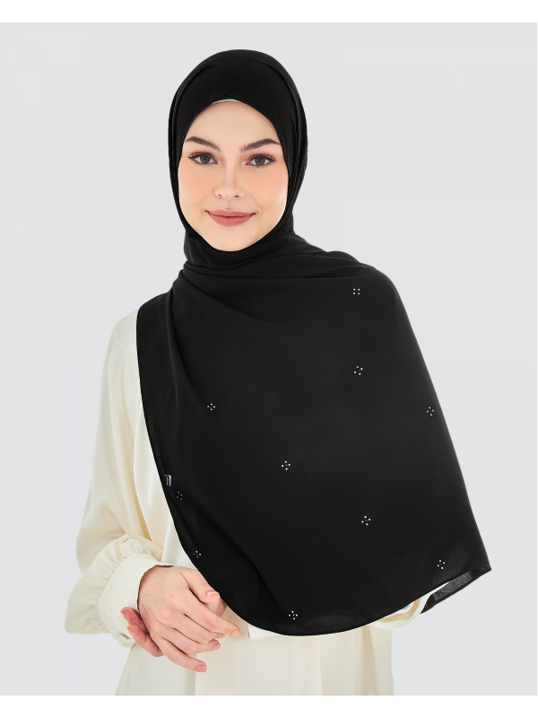 LADY ANNA CRYSTAL CHIFFON SHAWL - BLACK