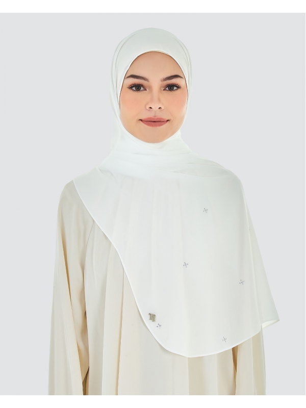 LADY ANNA CRYSTAL CHIFFON SHAWL - WHITE